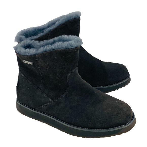 Womens 6 Emu Australia Tasman Mini Sheepskin‎ Ankle Boots Gray Suede Waterproof - Picture 1 of 9